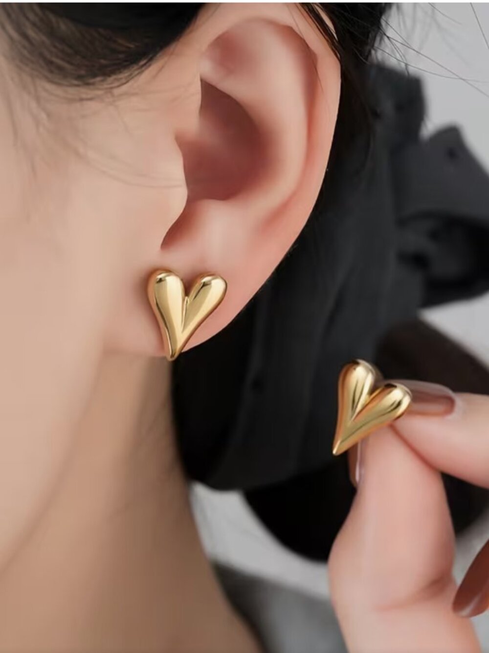 NEW Darla 18K Gold Plated Puffy Heart Stud Earrings